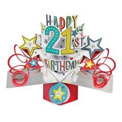 Happy 21st Birthday Pop-up Card - Stars (3 Pack) 28-226