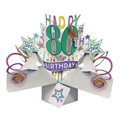 Happy 80th Birthday Pop-up Card - Stars (3 Pack) 28-234