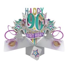 Happy 90th Birthday Pop-up Card - Stars (3 Pack) 28-246