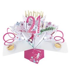 Happy 21st Birthday Pop-up Card - Bubbly (3 Pack) 28-269
