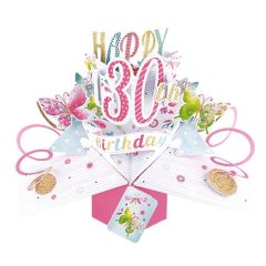 Happy 30th Birthday Pop-up Card - Butterflies (3 Pack) 28-270