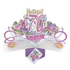 Happy 70th Birthday Pop-up Card - Flowers (3 Pack) 28-276
