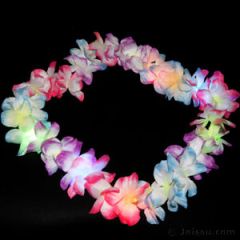 LED Flashing Fabric Flower Leis Party Necklace 38-603